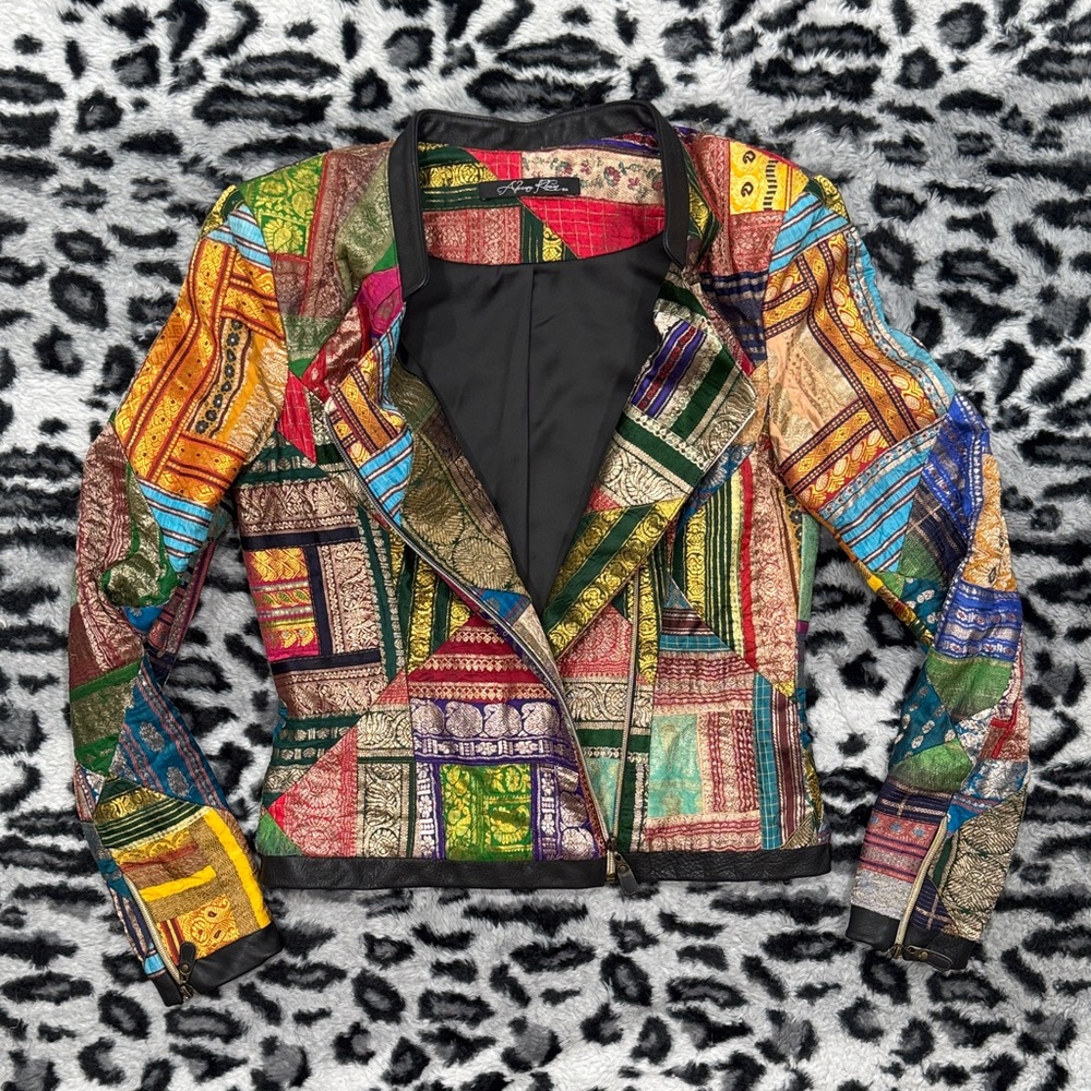 Aleena Khan Patchwork Print Multicolor Women's Blazer Jacket - Picture 6 of 7